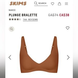 SKIMS Naked Plunge Bralette in Bronze (S-DD)